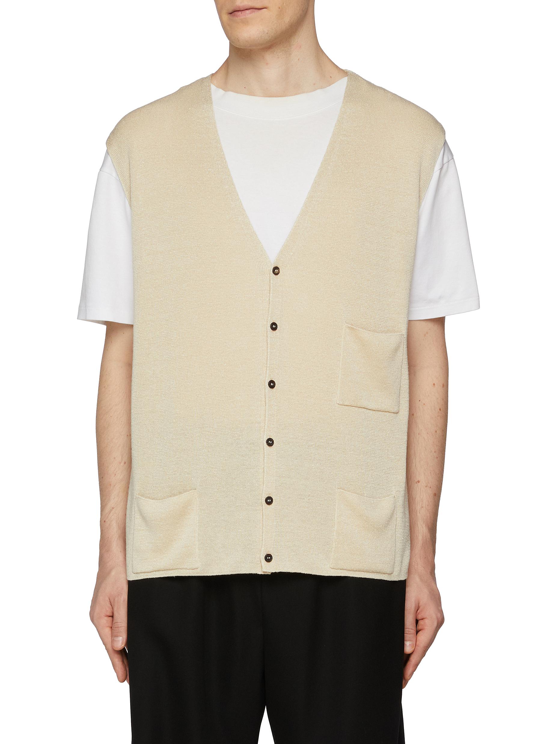 THE ROW Pocket Linen Silk Cardigan Vest Men Lane Crawford