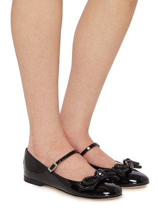 Figure View - Click To Enlarge - MACH & MACH - Double Bow Patent Leather Mary Jane Flats