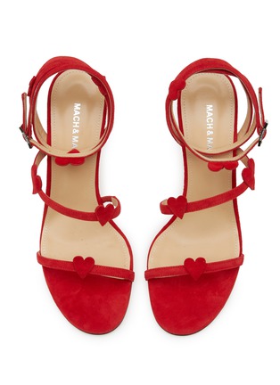 Detail View - Click To Enlarge - MACH & MACH - Petit Coeur 85 Suede Wrap Sandals