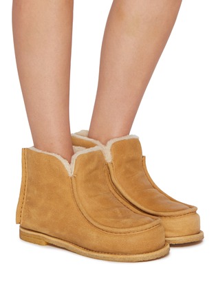 Figure View - Click To Enlarge - JW ANDERSON - Padded Suede And Shearling Ankle Boots