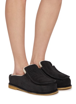 Figure View - Click To Enlarge - JW ANDERSON - Sherling Suede Flat Slippers