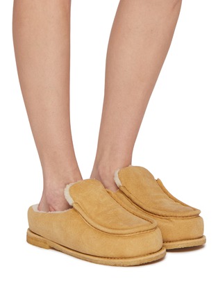 Figure View - Click To Enlarge - JW ANDERSON - Sherling Suede Flat Slippers