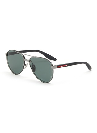 Main View - Click To Enlarge - PRADA - Gunmetal Pilot Sunglasses