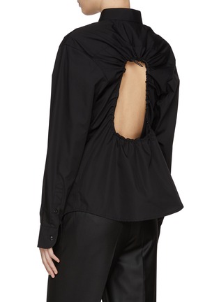 Back View - Click To Enlarge - BETTTER - Drawstring Back Cut Out Cotton Shirt