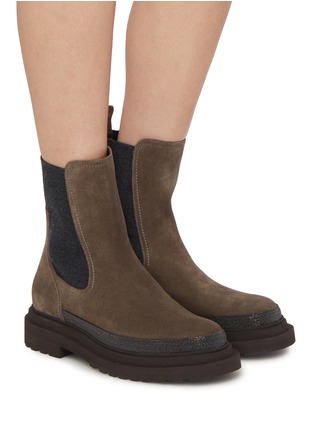 Figure View - Click To Enlarge - BRUNELLO CUCINELLI - Suede Chelsea Boots