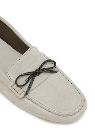 Detail View - Click To Enlarge - BRUNELLO CUCINELLI - Monili Embellished Bow Suede Loafers