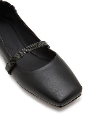 Detail View - Click To Enlarge - BRUNELLO CUCINELLI - Monili Strap Leather Mary Jane Flat