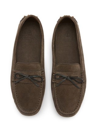 Detail View - Click To Enlarge - BRUNELLO CUCINELLI - Monili Bow Suede Loafers