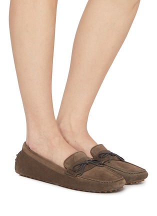 Figure View - Click To Enlarge - BRUNELLO CUCINELLI - Monili Bow Suede Loafers