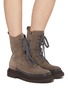 Figure View - Click To Enlarge - BRUNELLO CUCINELLI - Monili Embellished Suede Combat Boots