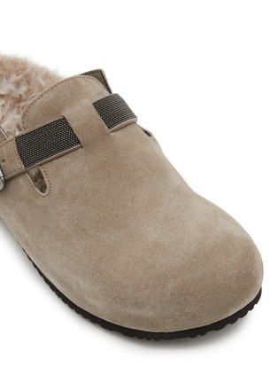 Detail View - Click To Enlarge - BRUNELLO CUCINELLI - Monili Strap Suede Boston Slide