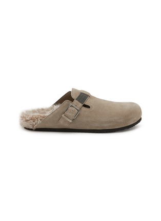 Main View - Click To Enlarge - BRUNELLO CUCINELLI - Monili Strap Suede Boston Slide