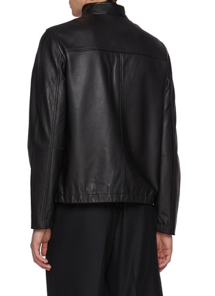 Back View - Click To Enlarge - THEORY - Morvek Stand Collar Zip Up Leather Jacket