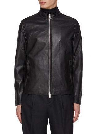Theory black leather jacket hotsell