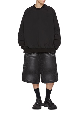 Figure View - Click To Enlarge - JUUN.J - Oblique Sleeve Zipper Sweatshirt