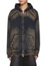 Main View - Click To Enlarge - JUUN.J - Dark Wash Zip Up Brushed Denim Hoodie