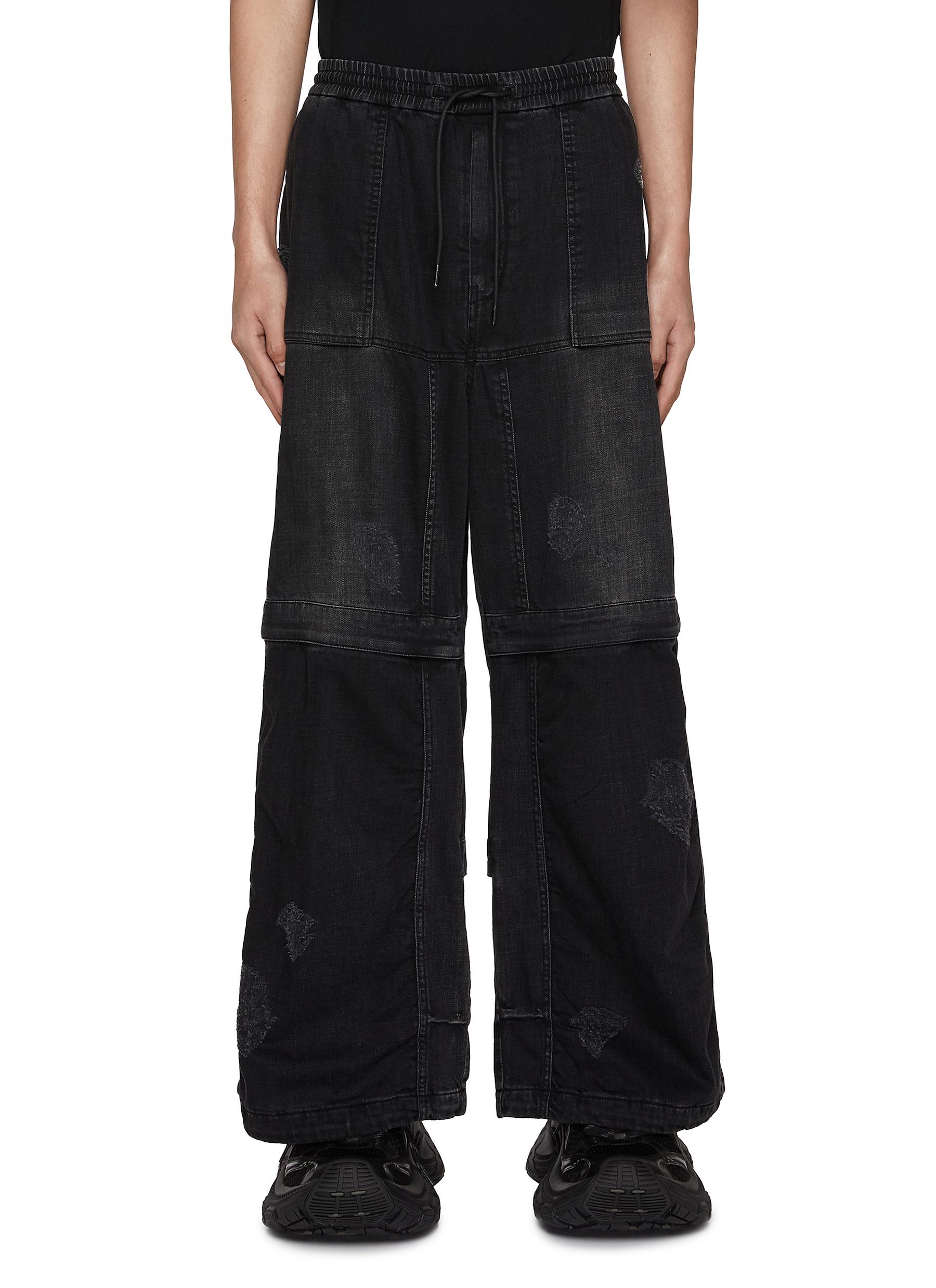 JUUN.J | Dark Wash Distressed Puckered Wide Leg Jeans | Men | Lane 
