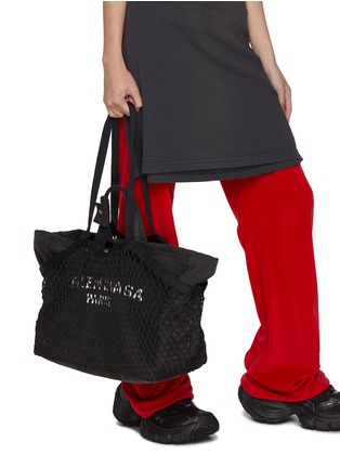 Figure View - Click To Enlarge - BALENCIAGA - 24/7 Canvas Fishnet Tote Bag