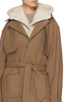 Figure View - Click To Enlarge - YVES SALOMON - Hooded Lamb Shearling Collar