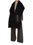 Figure View - Click To Enlarge - YVES SALOMON - Leather Pocket Cashmere Wool Scarf