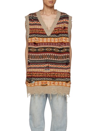 Main View - Click To Enlarge - DOUBLET - Oversized Distressed Wool Vest