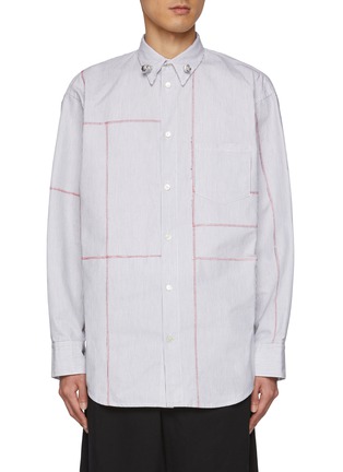 Main View - Click To Enlarge - DOUBLET - Frankenstein Panel Collar Embellished Cotton Shirt