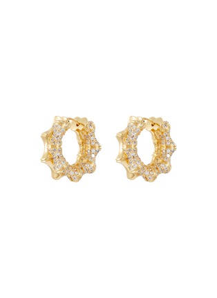 Main View - Click To Enlarge - EDDIE BORGO - Bambù 12k Gold Plated Brass Pavé Double Huggie Hoop Earrings