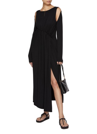 Figure View - Click To Enlarge - DETERM - Collagen Shoulder Slit Draped Dress