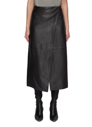 Main View - Click To Enlarge - THE FRANKIE SHOP - Hedi Wrap Leather Midi Skirt