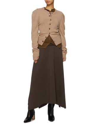 Figure View - Click To Enlarge - LEMAIRE - Asymmetric Wool Cotton Midi Skirt