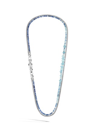 Detail View - Click To Enlarge - JOHN HARDY - Asli Classic Chain Aquamarine Kyanite Sterling Silver Double Row Necklace — Size 30