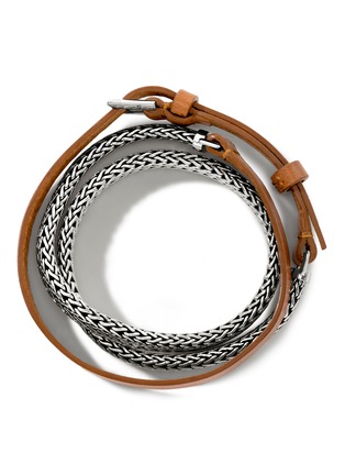  - JOHN HARDY - Classic Chain Sterling Silver Brown Leather Triple Wrap Bracelet — Size UM