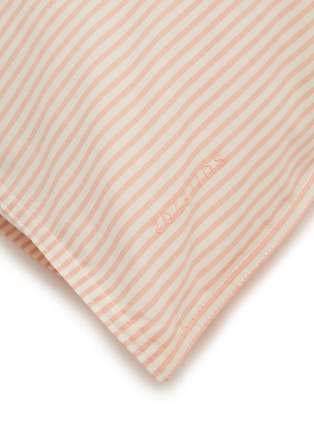 Detail View - Click To Enlarge - SUITE702 - Woven Thick Stripe Pillowcase Set of 2 — Peach/Ecru