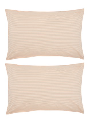 Main View - Click To Enlarge - SUITE702 - Woven Thick Stripe Pillowcase Set of 2 — Peach/Ecru