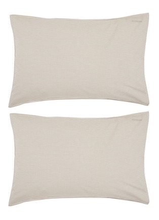 Main View - Click To Enlarge - SUITE702 - Woven Thin Stripe Pillowcase Set of 2 — Brown/Ecru