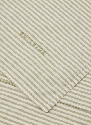 Detail View - Click To Enlarge - SUITE702 - Woven Stripe King Size Duvet Cover — Olive/Ecru