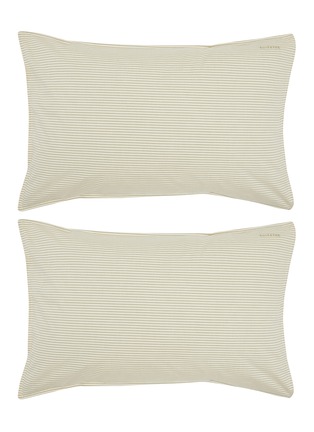 Main View - Click To Enlarge - SUITE702 - Woven Thick Stripe Pillowcase Set of 2 — Olive/Ecru