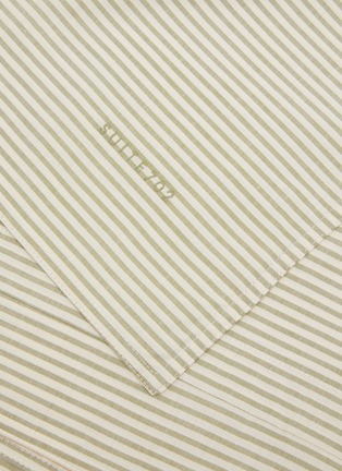 Detail View - Click To Enlarge - SUITE702 - Queen Woven Thick Stripe Percale Duvet Cover — Olive/Ecru