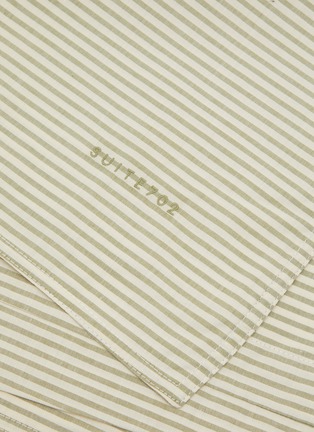 Detail View - Click To Enlarge - SUITE702 - King Size Woven Thick Stripe Percale Duvet Cover — Olive/Ecru