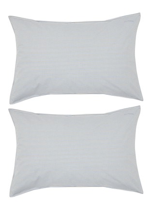 Main View - Click To Enlarge - SUITE702 - Woven Thin Stripe Pillowcase Set of 2 — Blue/Ecru