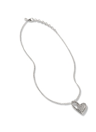 Detail View - Click To Enlarge - JOHN HARDY - Classic Chain Manah Sterling Silver Diamond Heart Pendant Necklace — Size 16-18