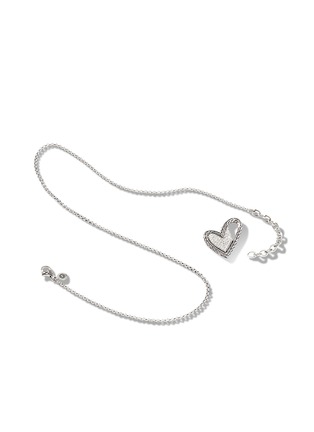  - JOHN HARDY - Classic Chain Manah Sterling Silver Diamond Heart Pendant Necklace — Size 16-18