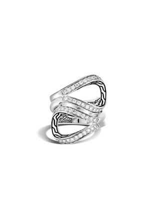 Main View - Click To Enlarge - JOHN HARDY - Classic Chain Asli Link Sterling Silver Diamond Ring — Size 7