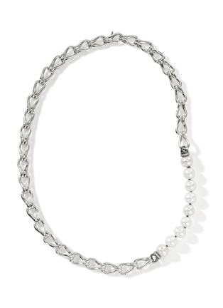Main View - Click To Enlarge - JOHN HARDY - Surf Sterling Silver Diamond Pearl Necklace — Size 18