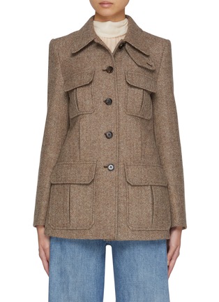 Main View - Click To Enlarge - CHLOÉ - Flap Pocket Virgin Wool Herringbone Jacket