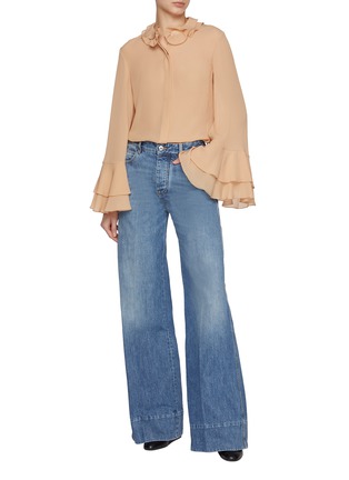 Figure View - Click To Enlarge - CHLOÉ - Georgette Ruffle Sleeve Silk Blouse