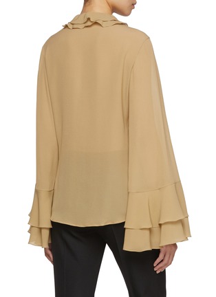 Back View - Click To Enlarge - CHLOÉ - Georgette Ruffle Sleeve Silk Blouse