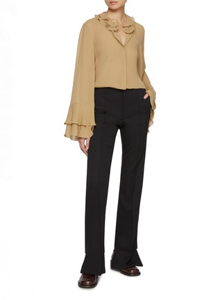 Figure View - Click To Enlarge - CHLOÉ - Georgette Ruffle Sleeve Silk Blouse