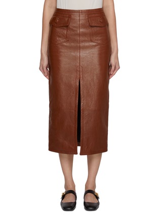 Main View - Click To Enlarge - CHLOÉ - Patch Pocket Glossy Leather Midi Skirt