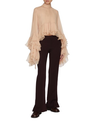 Figure View - Click To Enlarge - CHLOÉ - Asymmetrical Hem Cavalry Virgin Wool Pants